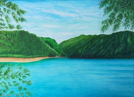 巢湖在墙绘中，如何绘画绿水青山？